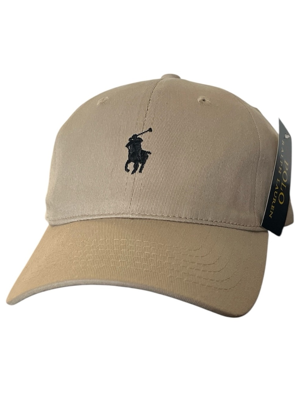 Polo Ralph Lauren Adjustable Hat Beige & Navy Logo New with Tags